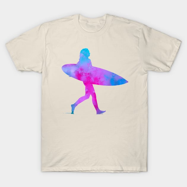 Surfer Girl Pink and Blue T-Shirt by AKdesign